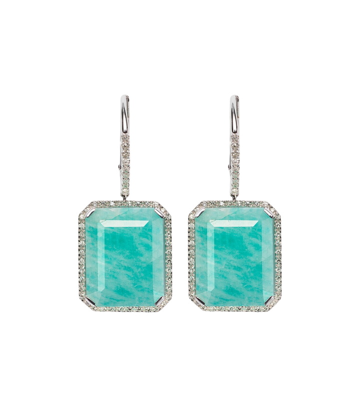 Photo: Shay Jewelry 18kt white gold earrings with amazonite and diamonds