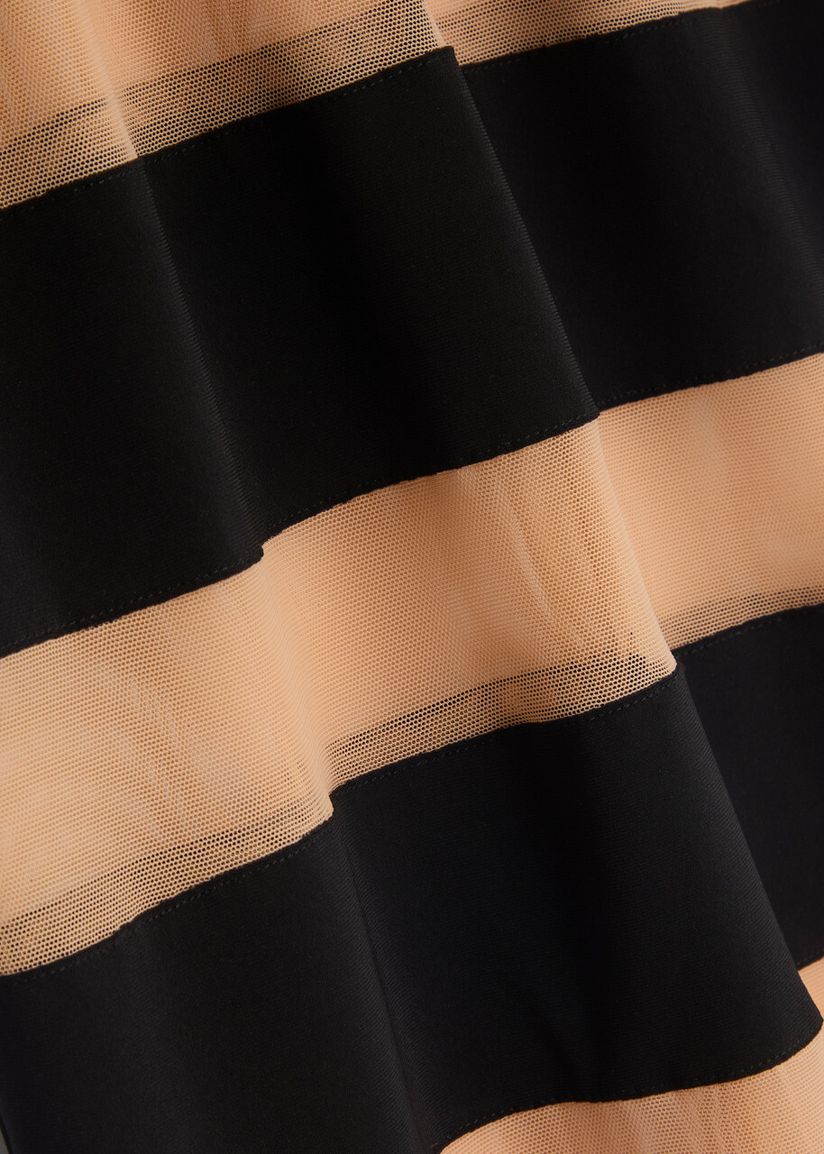 Norma Kamali Striped Tulle and Stretch-jersey Midi Dress Black