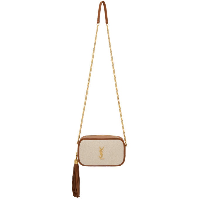 Saint Laurent Beige and Taupe Canvas Mini Lou Bag Saint Laurent