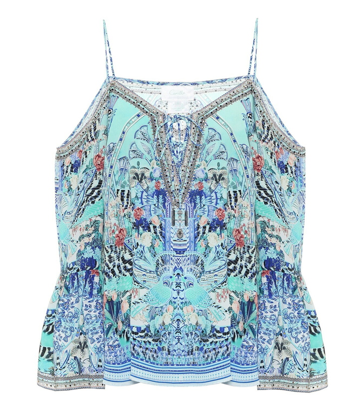 Photo: Camilla Embellished printed silk camisole
