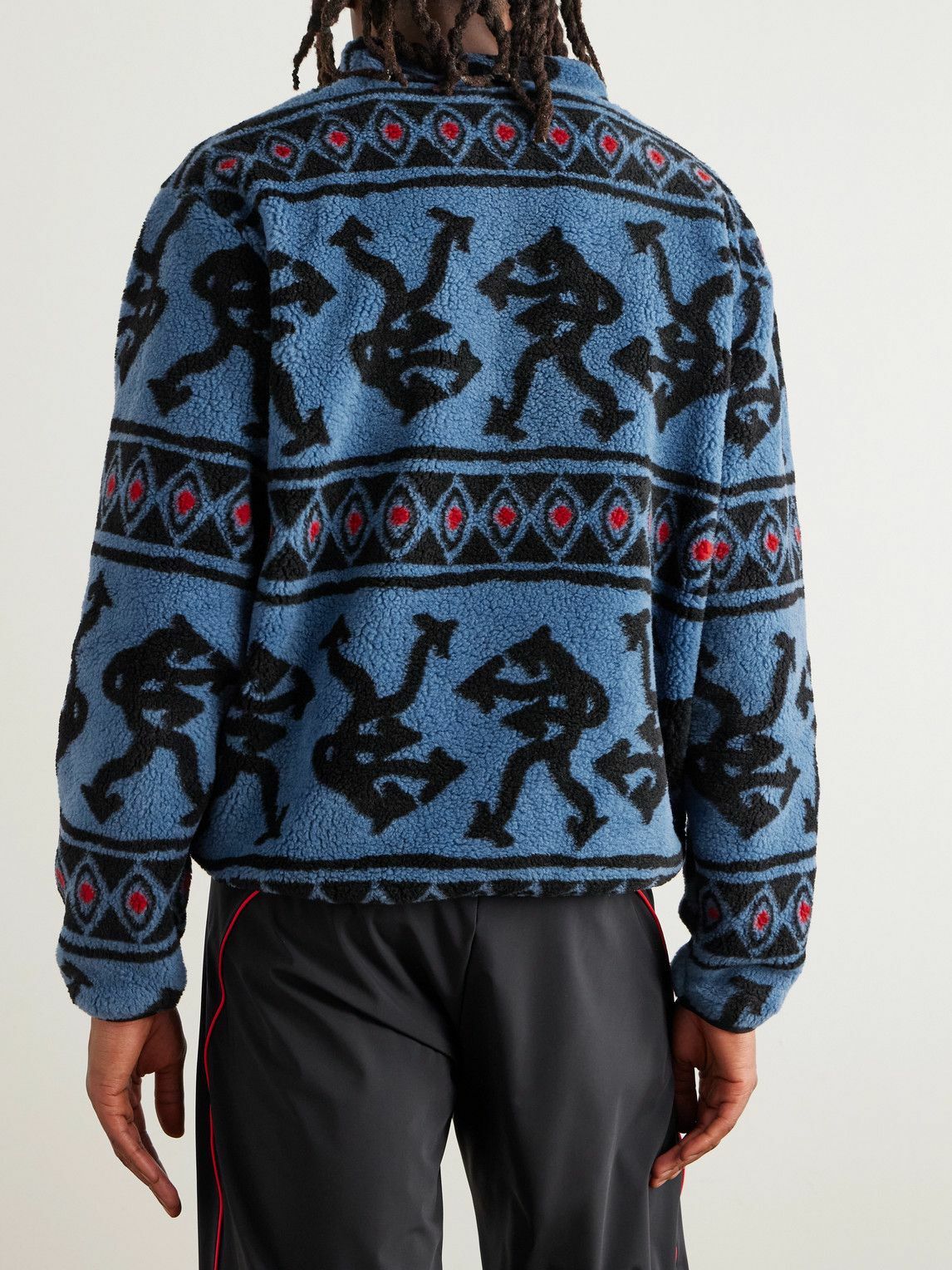 DISTRICT VISION - Printed Fleece Half-Zip Sweatshirt - Blue