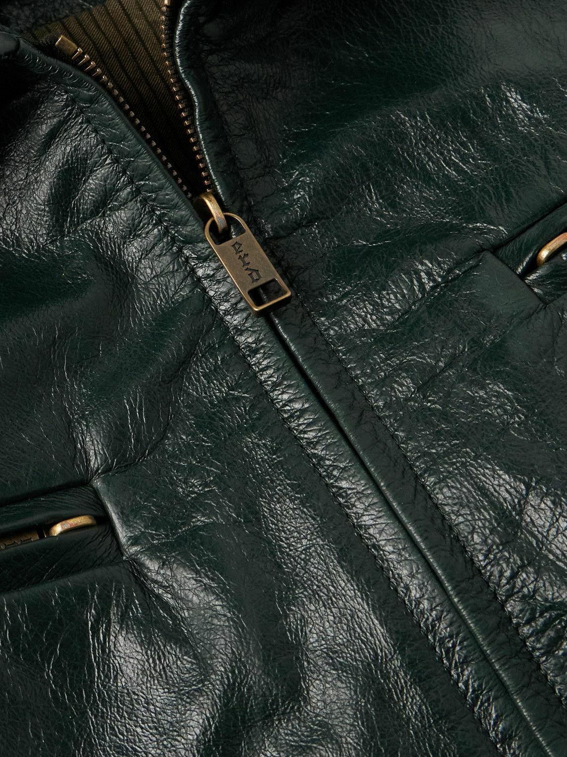 Enfants Riches Déprimés - Scorpio Rising Cropped Textured-Leather Jacket - Green