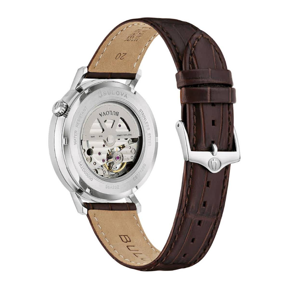 Bulova Automatic Mens Green Open Heart Dial Watch 96A332