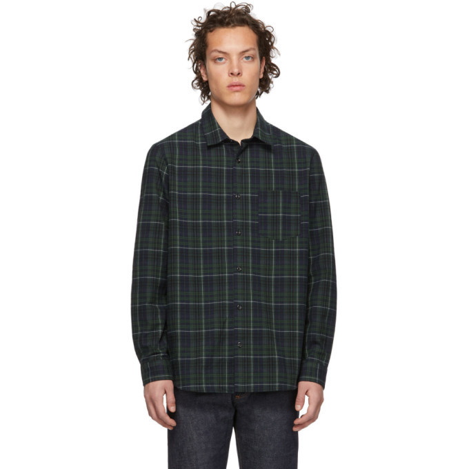 Photo: A.P.C. Green and Navy Plaid Julien Shirt