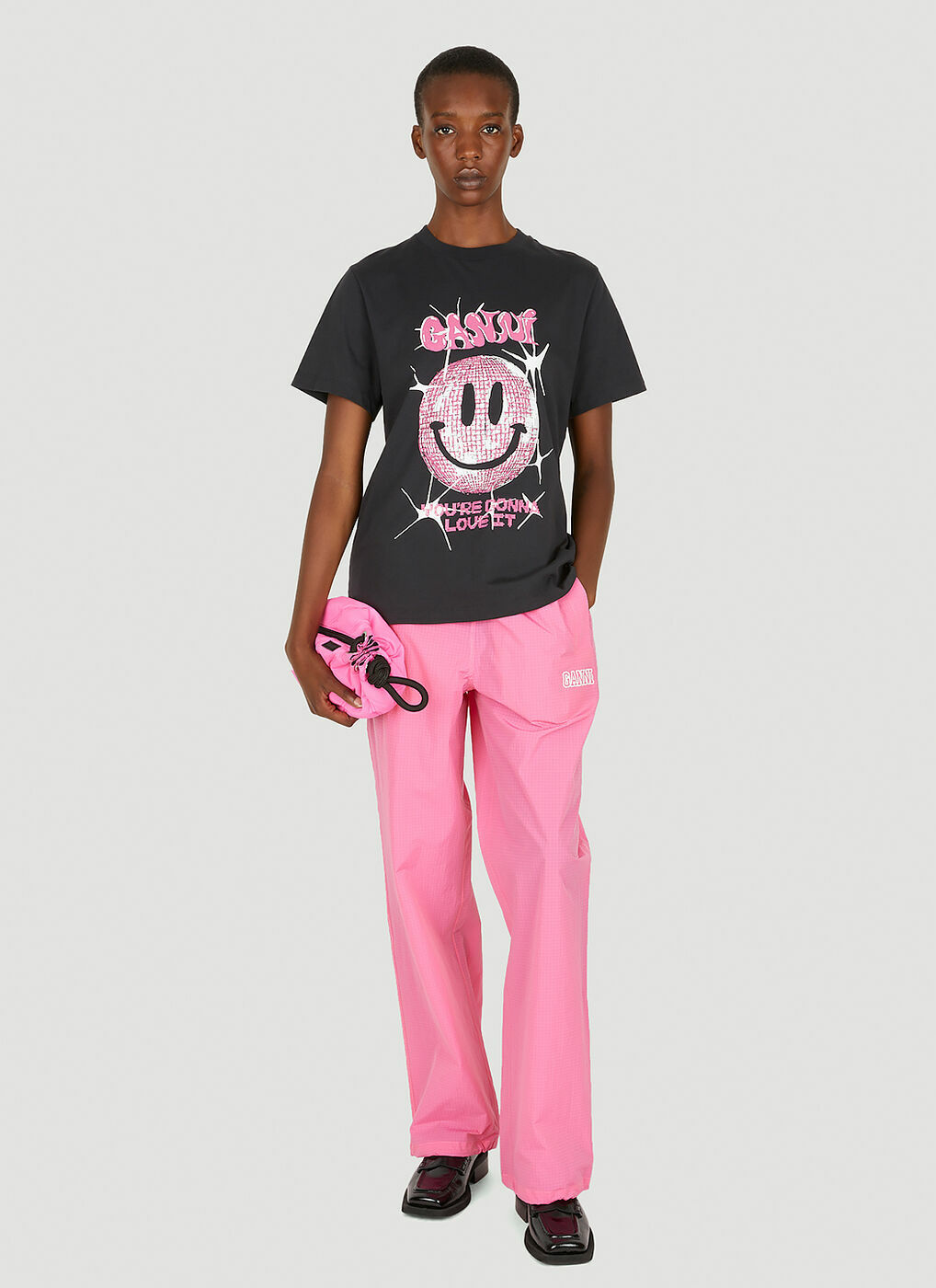 GANNI - Logo Track Pants in Pink GANNI