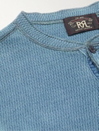 RRL - Textured-Cotton Henley T-Shirt - Blue