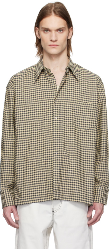 Photo: Karmuel Young Yellow & Black Check Square Snap Off Shirt