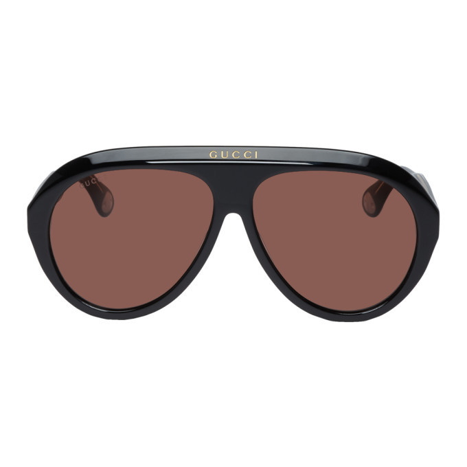 Photo: Gucci Black Guilloche Navigator Sunglasses