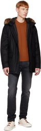 ZEGNA Black Fur Trim Down Jacket