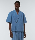 King & Tuckfield - Notch-collar wrap denim bowling shirt