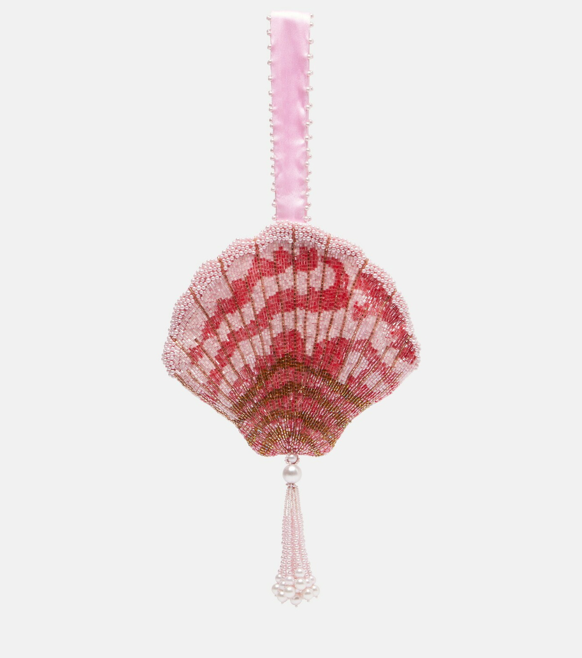 Clio Peppiatt Seashell beaded satin clutch
