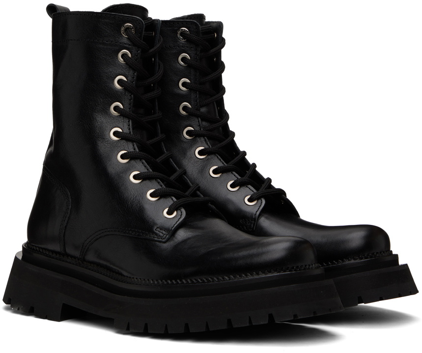 AMI PARISアミ パリスLace-Up Suede Ankle Bootsブーツ AMI Paris Black Lace-Up Double Straps Boots AMI