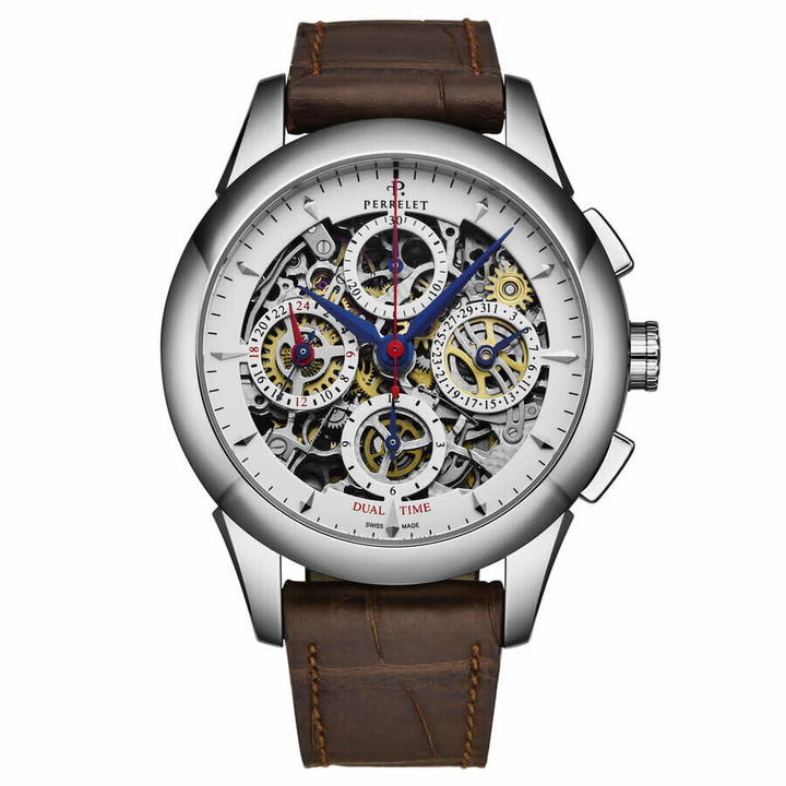 Photo: Perrelet Skeleton Chrono Silver-tone Dial Mens Watch A1010/7