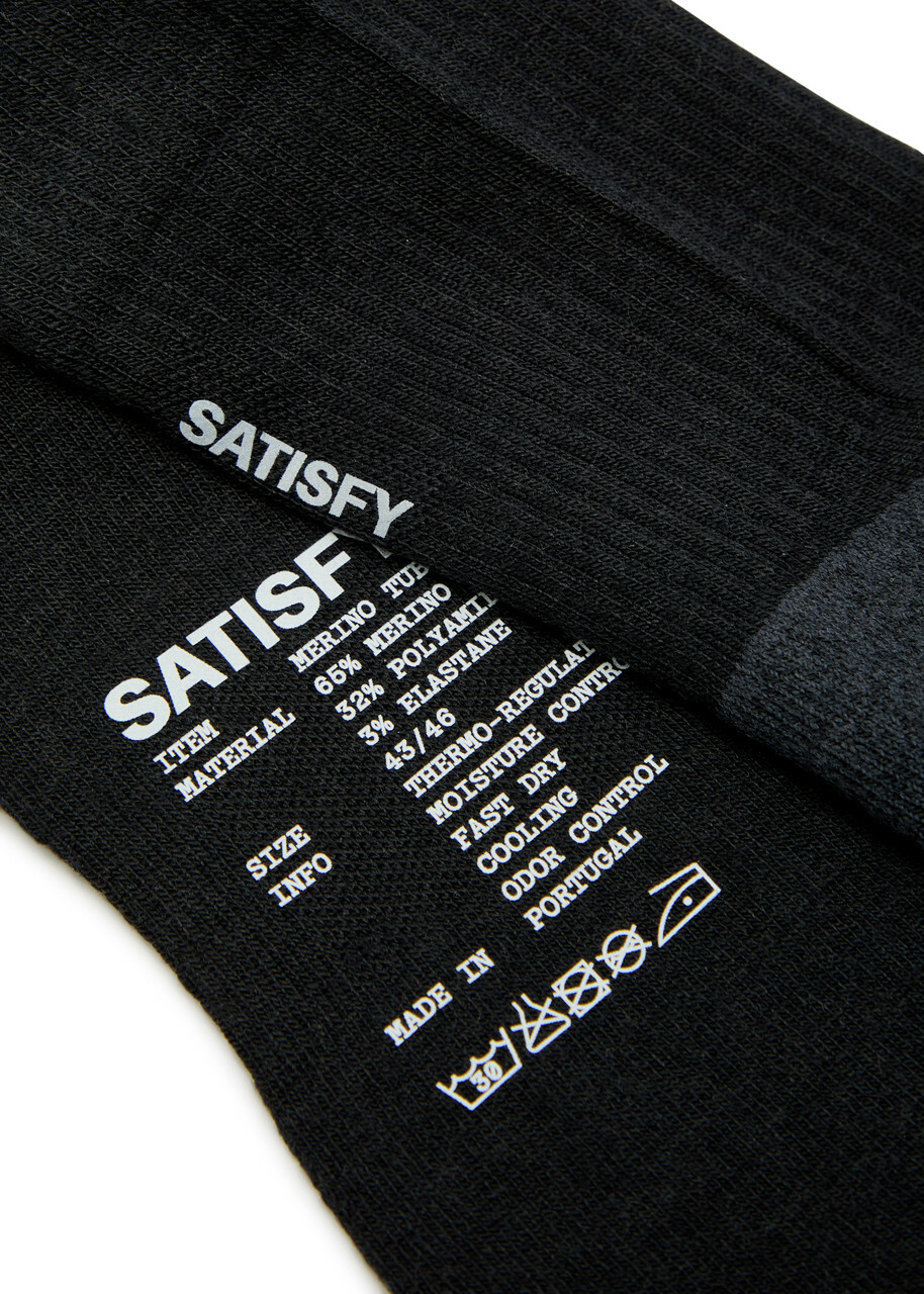 Satisfy Melange-knit Merino-blend Socks Black