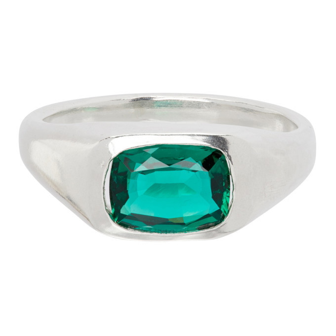 Photo: Seb Brown Silver and Green Emerald Cushion-Cut Ring