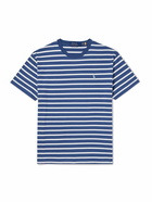 Polo Ralph Lauren - Logo-Embroidered Striped Cotton-Jersey T-Shirt - Blue