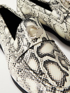 Givenchy - Logo-Embellished Snake-Effect Leather Loafers - Gray