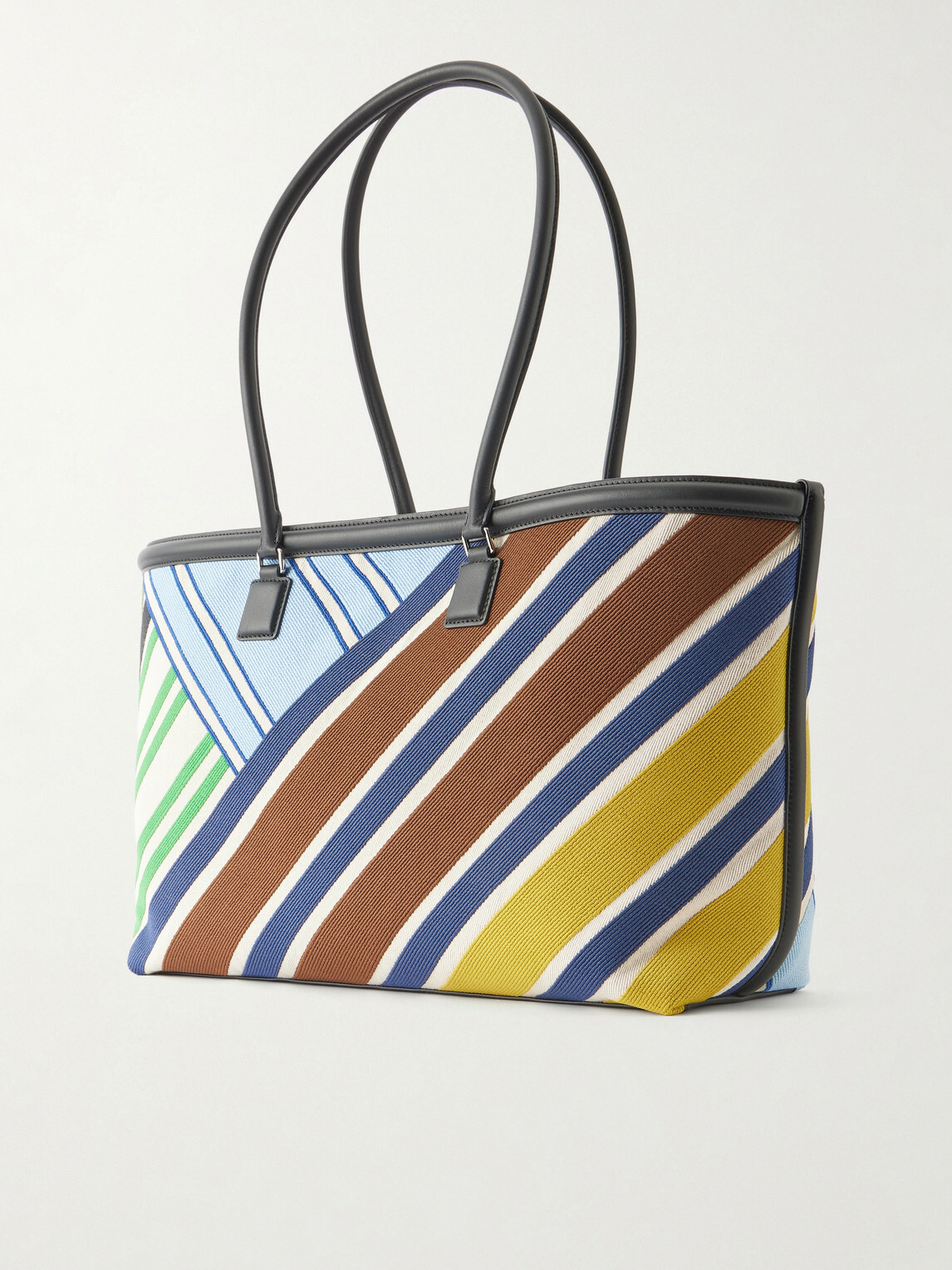 LOEWE - Verano Logo-Embroidered Striped Leather-Trimmed Canvas Tote