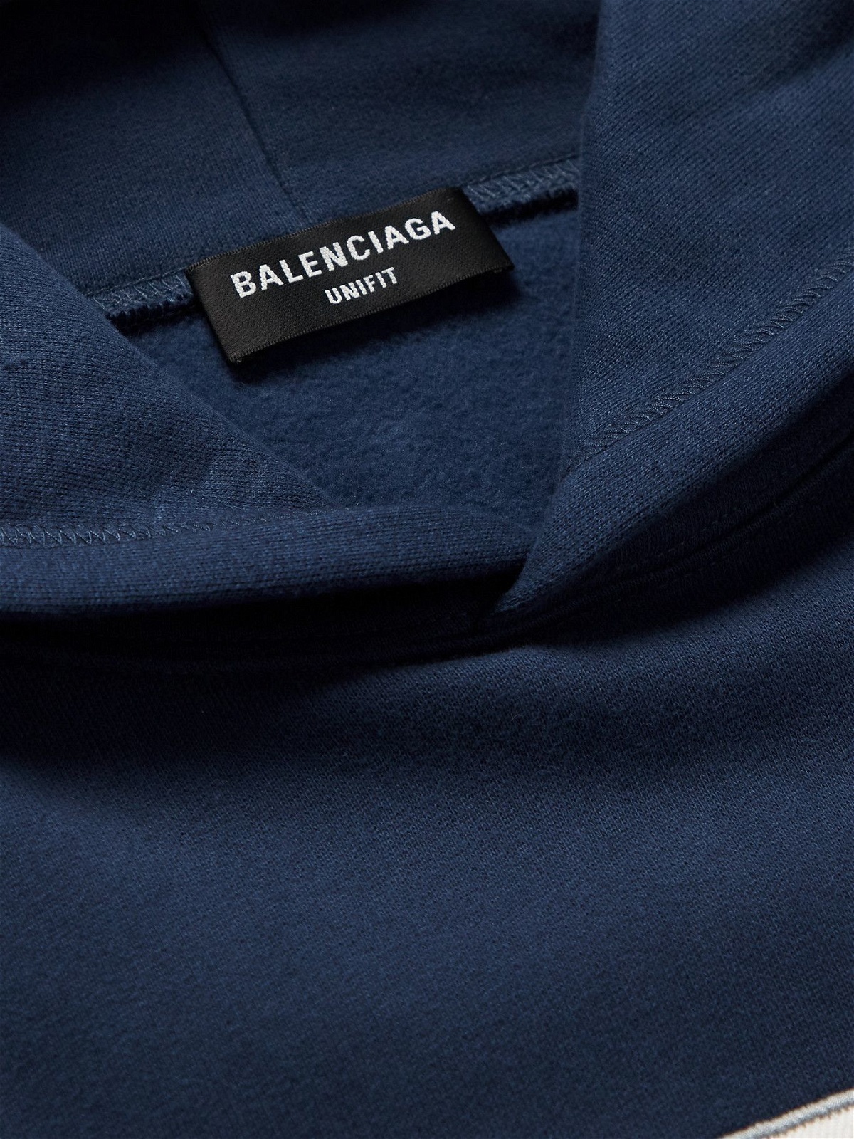 BALENCIAGA - Oversized Appliquéd Cotton-Jersey Hoodie - Blue Balenciaga