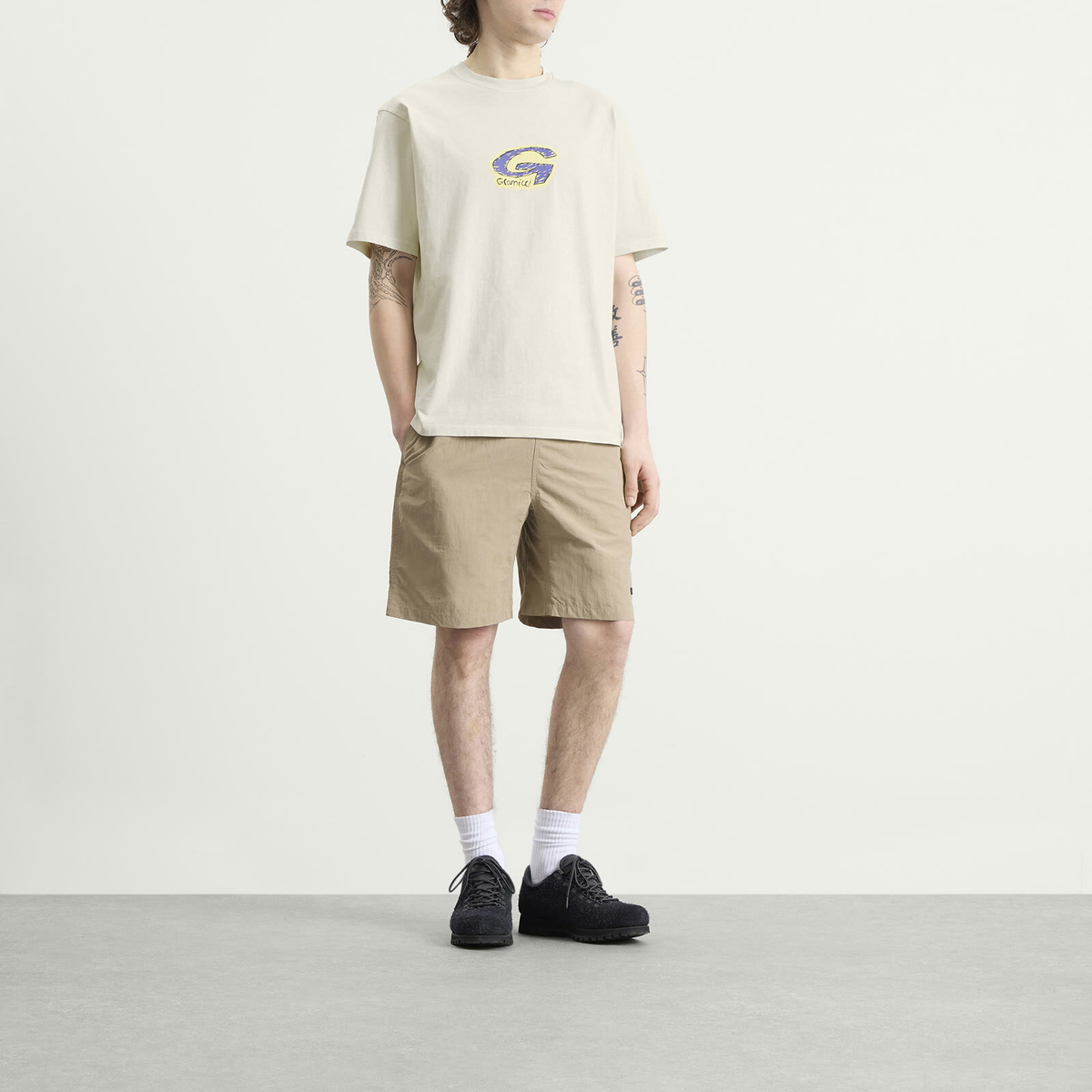 Gramicci Men's G-Scribble Pigment Dyed T-Shirt in Natural Pigment