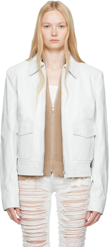 Photo: MM6 Maison Margiela Off-White Light Sports Leather Jacket