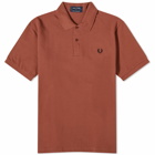 Fred Perry Men's Original Plain Polo Shirt in Whisky Brown/Black