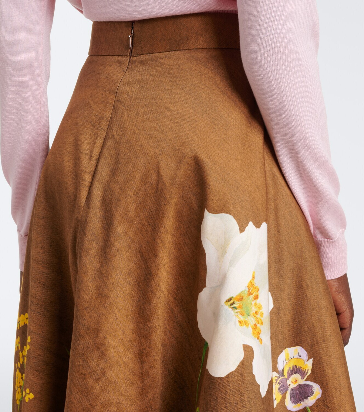Oscar de la Renta Floral cotton-blend midi skirt