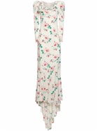 ALESSANDRA RICH Rose Printed Silk Maxi Dress with Appliqué