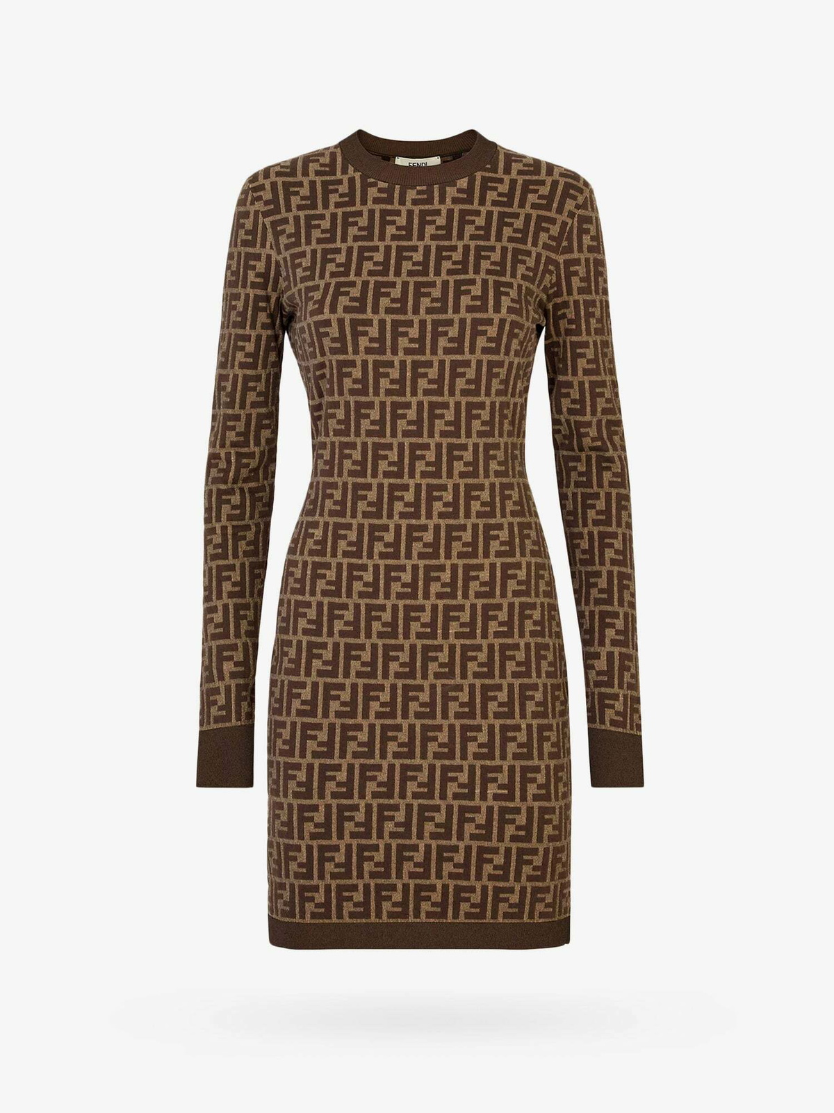 ワンピース FENDI FW23 Fendi Dresses Beige (FDC814 AM3PF1M2A) taupe virgin wool cut-out draped dress featuring pinstripe