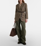 Brunello Cucinelli Belted checked wool and alpaca-blend jacket