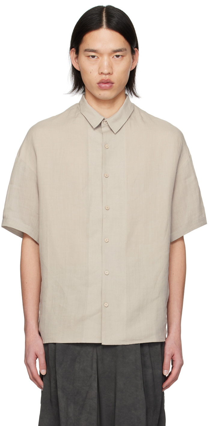 DEVOA Taupe Spread Collar Shirt