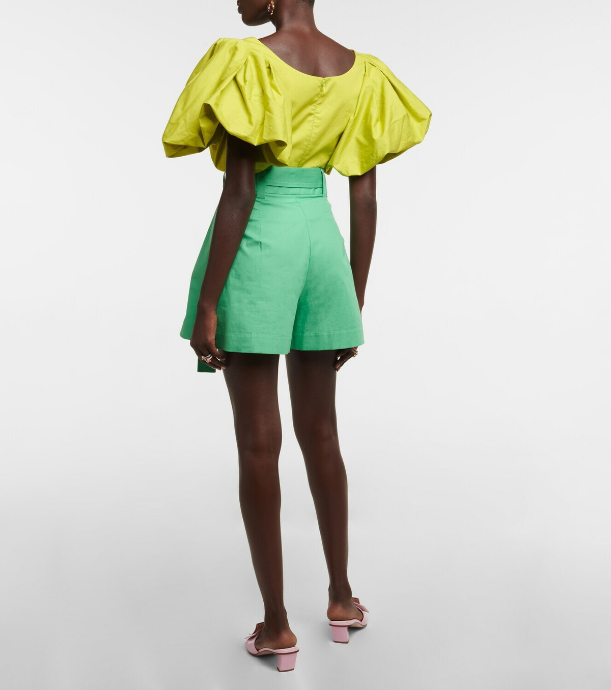 Oscar de la Renta High-rise wide-leg cotton shorts