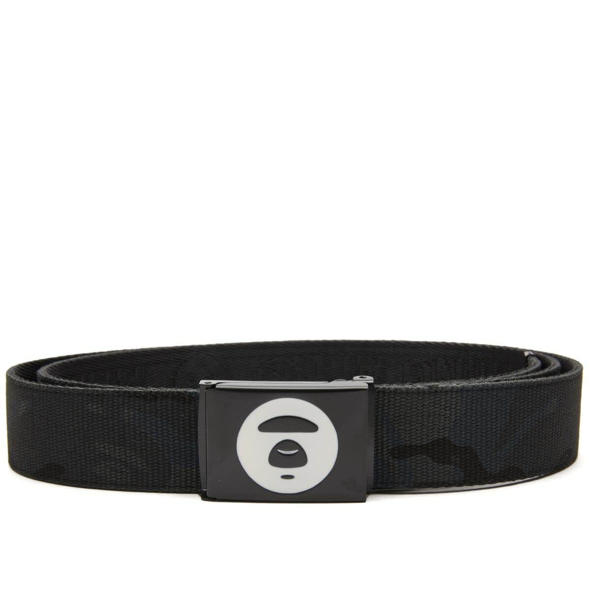 AAPE by A Bathing Ape Black & Navy Moonface Camo Belt AAPE by A