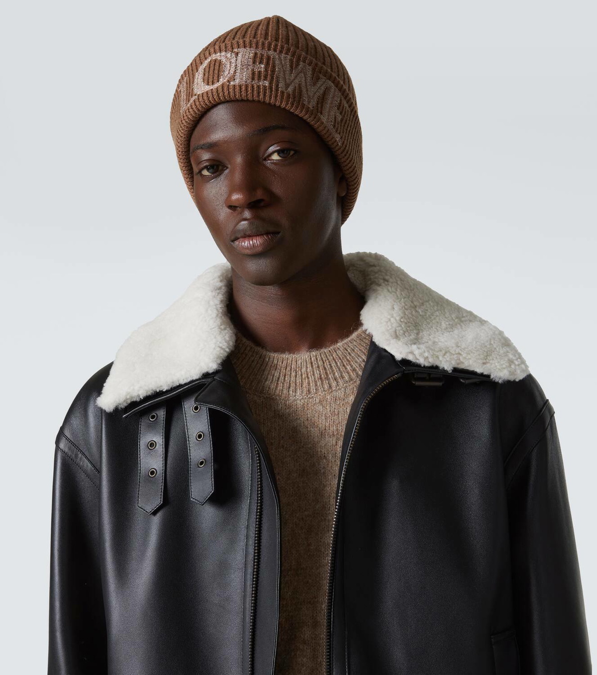 Loewe Logo ribbed-knit wool-blend beanie