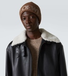 Loewe Logo ribbed-knit wool-blend beanie