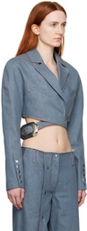 Aleksandre Akhalkatsishvili Blue Pin-Buckle Denim Jacket