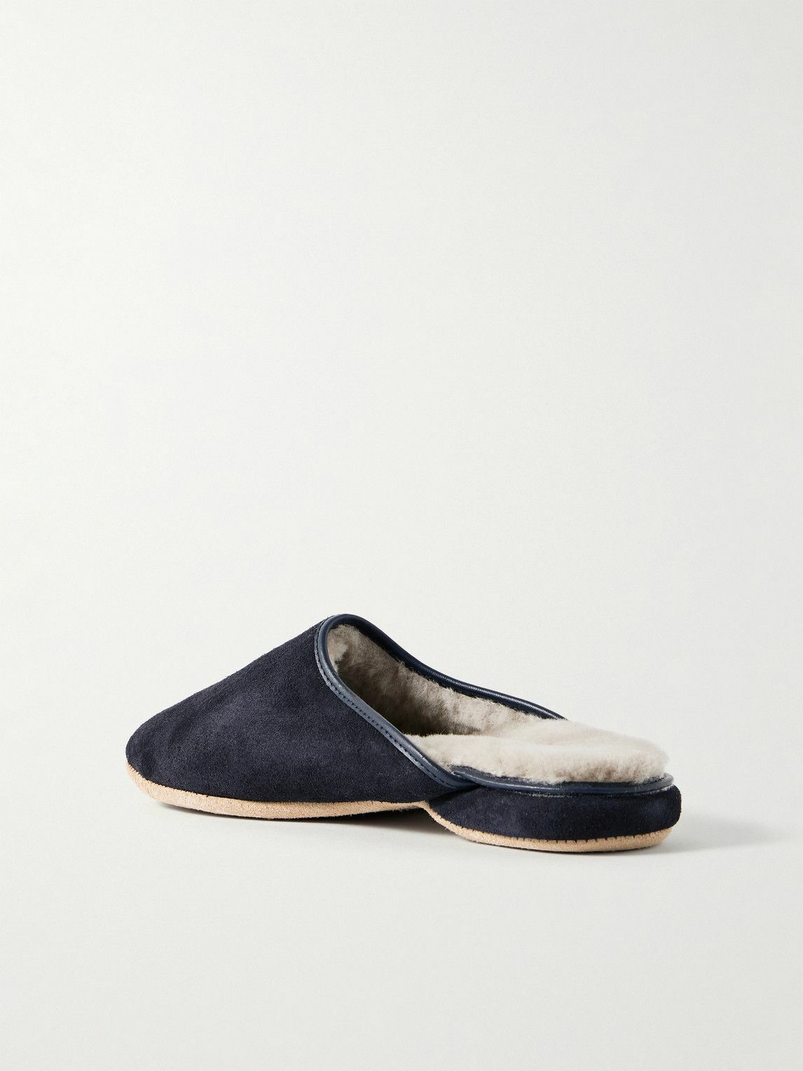 Derek Rose - Shearling-Lined Suede Slippers - Blue