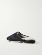 Derek Rose - Shearling-Lined Suede Slippers - Blue