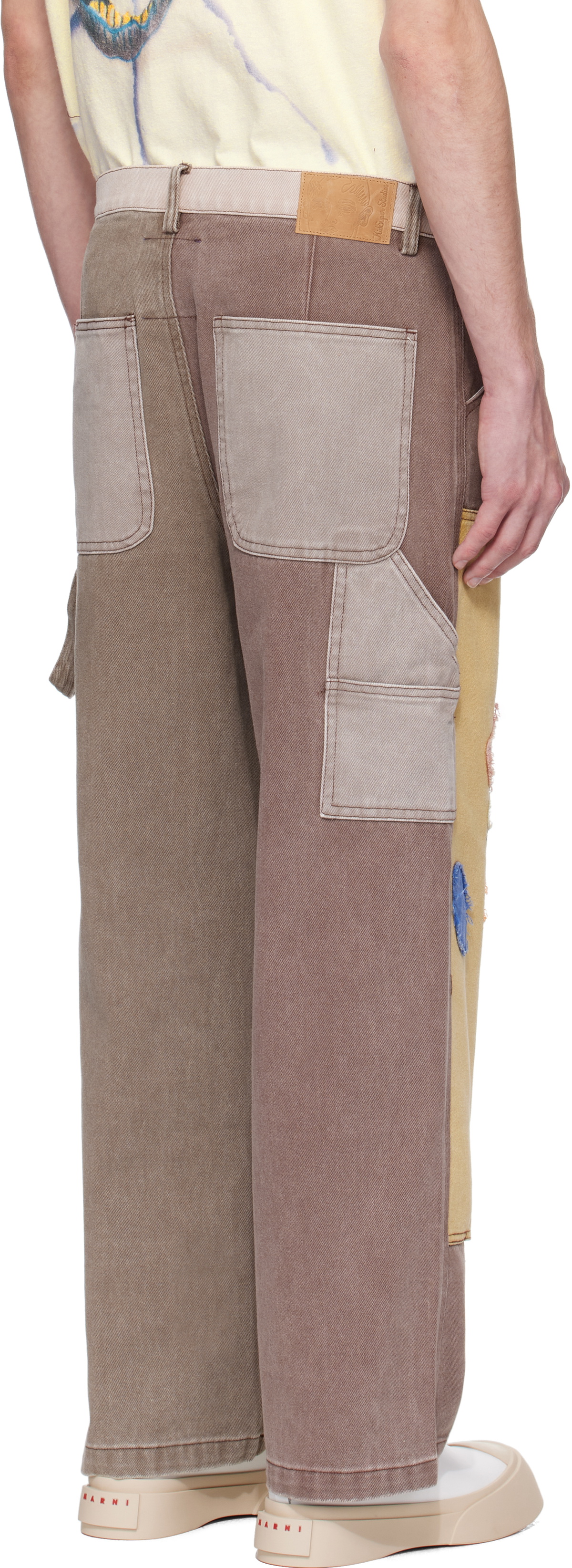 KidSuper Brown Patchwork Face Double Knee Trousers