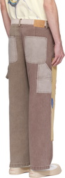 KidSuper Brown Patchwork Face Double Knee Trousers