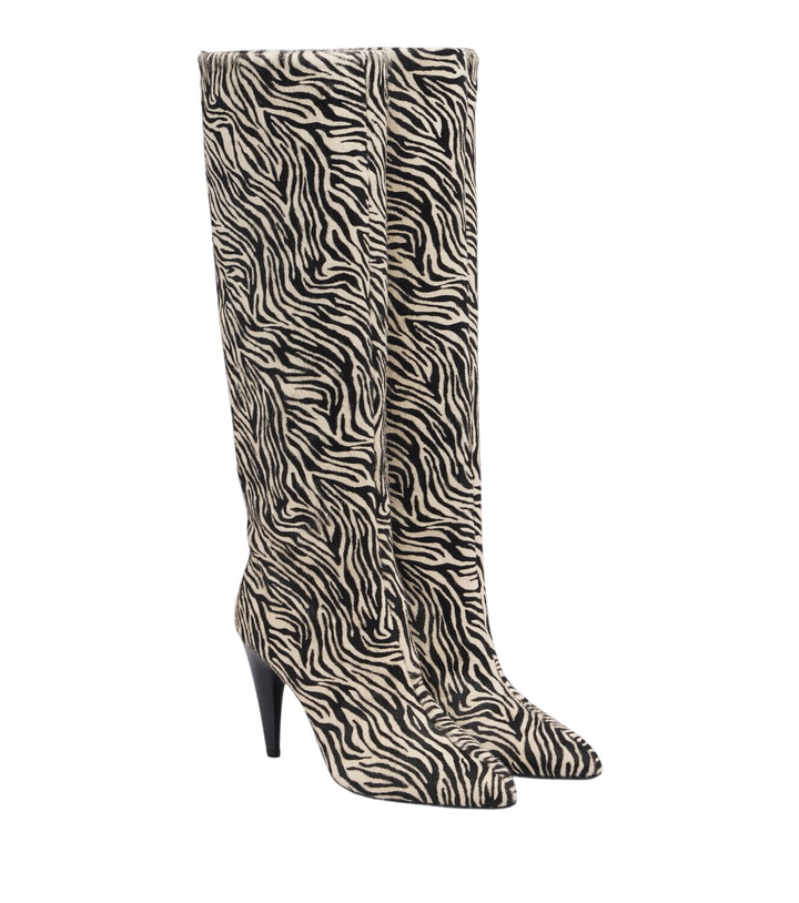 Photo: Isabel Marant Jany zebra-print calf-hair knee-high boots