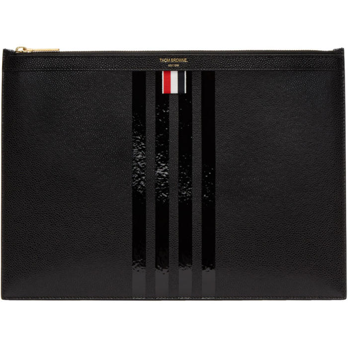 Photo: Thom Browne Black Medium Zipper Four Bar Document Holder