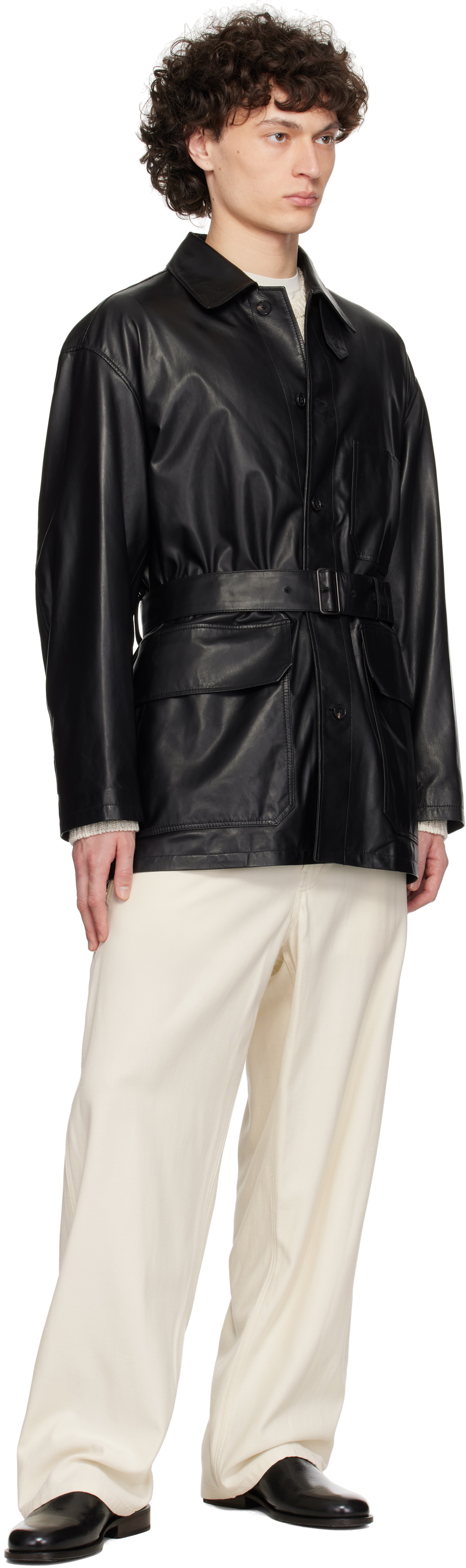 YLÈVE Black Glove Coverall Leather Jacket YLÈVE