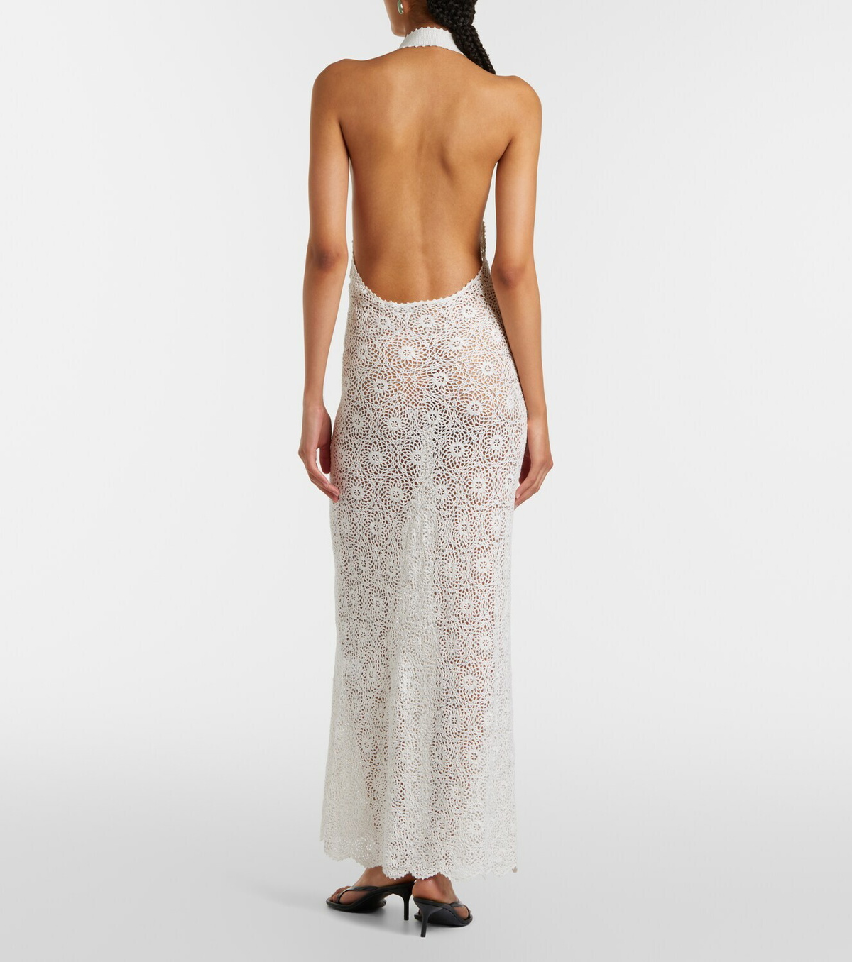 Nili Lotan Eddie crochet halterneck cotton maxi dress