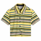 Adidas Women's Towel Button-Up T-Shirt in Pure Sulfur/Blue/Black/Pink