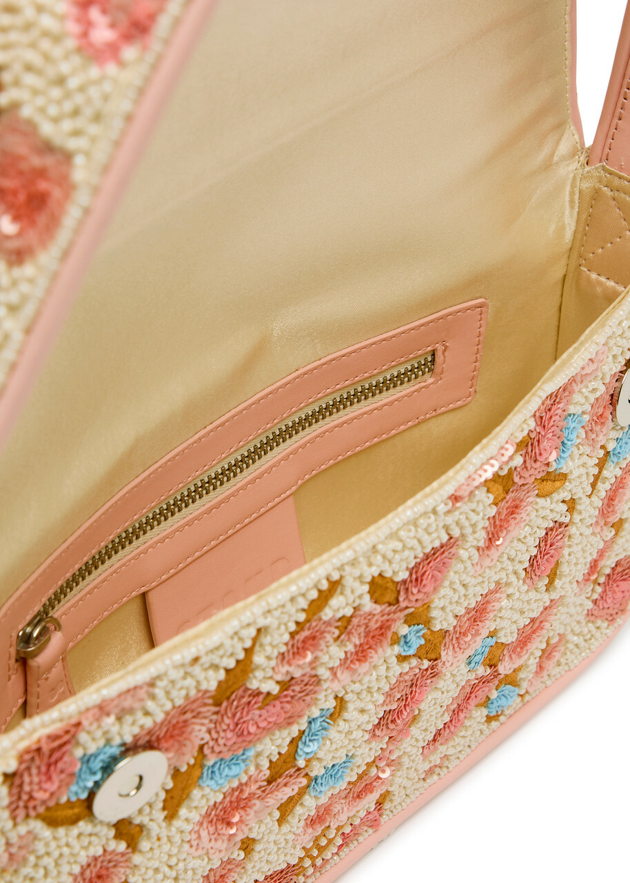 Staud Tommy Floral Beaded Shoulder bag - Pink - One Size