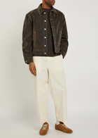 Jil Sander Checked Straight-leg Wool and Linen-blend Trousers Off White