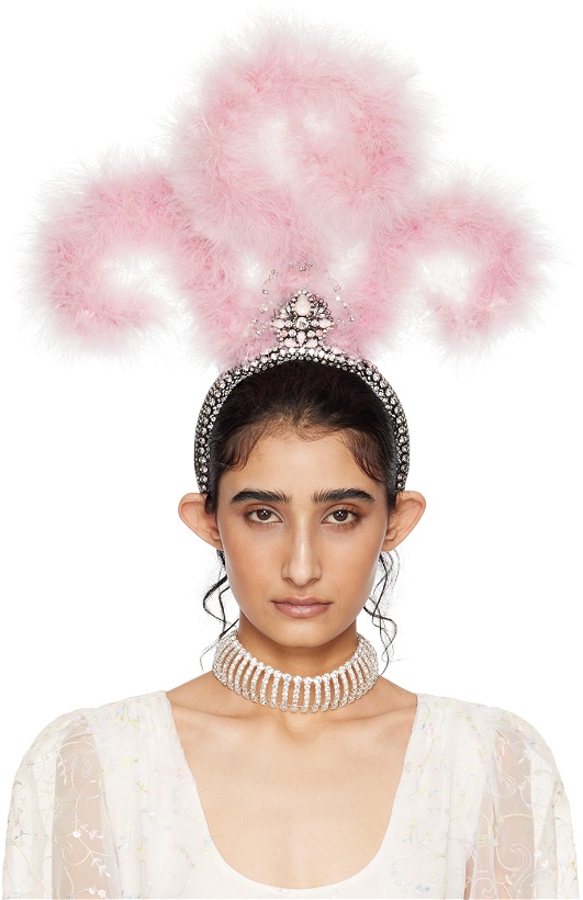 Photo: Anna Sui SSENSE Exclusive Black & Pink Feathered Headband