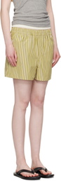 AMI Paris Khaki Cotton Elasticated Shorts