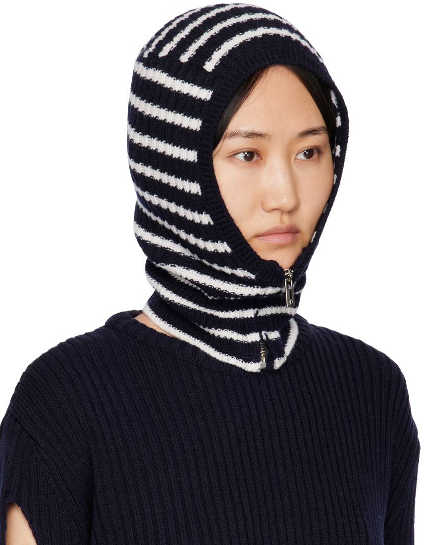 OPEN YY Navy & White Stripe Zip Up Balaclava